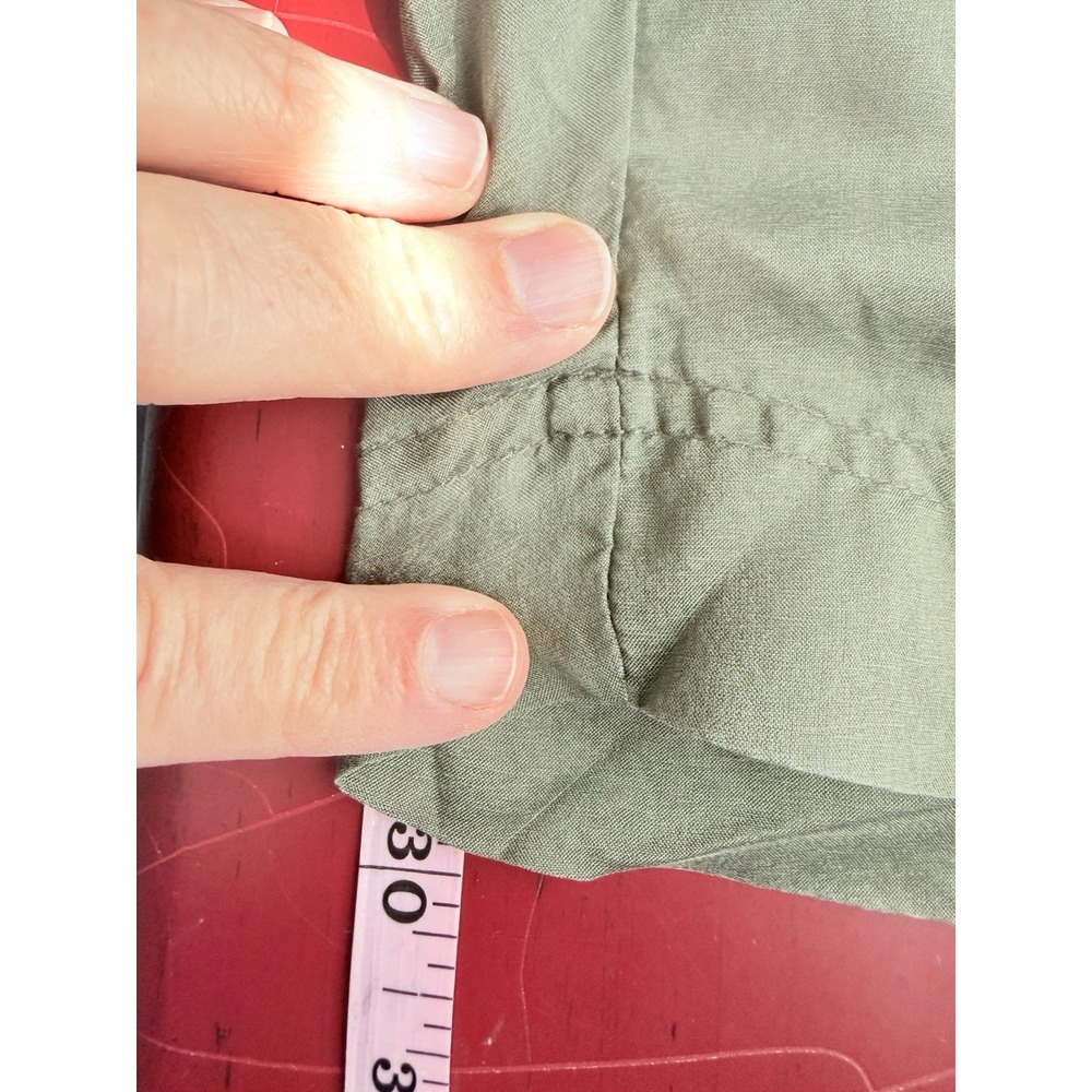 Vintage Silk Blend Pants Womens Size M Olive Green Relaxed Trousers Quiet Luxury - Picture 9 of 11